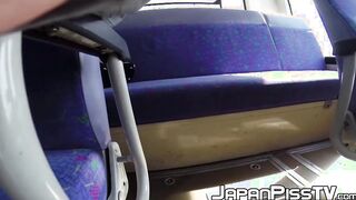 Japanese secretly pisses while riding in public transport