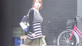 Japanese chicks rushing to a public toilet to piss