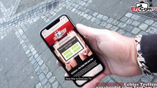 German Schoolgirl teenie make a real userdate casting with stranger dude