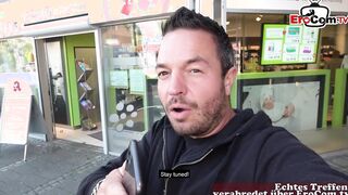 German Schoolgirl teenie make a real userdate casting with stranger dude