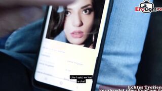 German Schoolgirl teenie make a real userdate casting with stranger dude