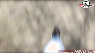 German Schoolgirl teenie make a real userdate casting with stranger dude