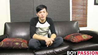 Good looking backdoor bandit strokes his cock and cumshots