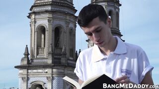 Older gay priest bareback fucks young skinny ass until cum