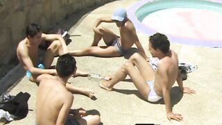 Four young homos fool around before fucking bareback