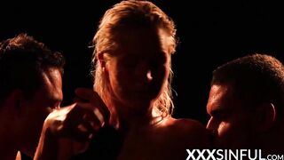 Beautiful blonde cums multiple times in hot erotic threesome