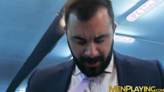 Elegant men bang each others asses after hard day at work