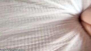 The guy persuaded his girlfriend to show her tits and give him a blowjob