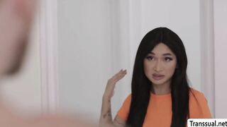 Hot MILF gets ass barebacked by stepsons TS girlfriend