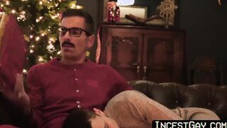 Smooth stepson screwed hard without any protection by provocative mustache stepdad