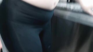 Big breasted blonde MILF splattered the floor in the kitchen
