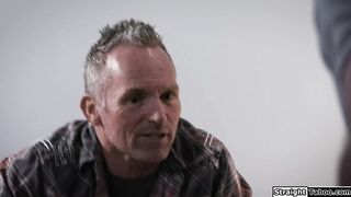 Petite coed gets fucked by two old pervs