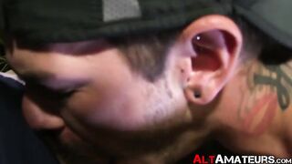 Alt amateur pleasures his man by sucking his massive dick