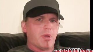 Pierced amateur tries anal play while stroking his big cock