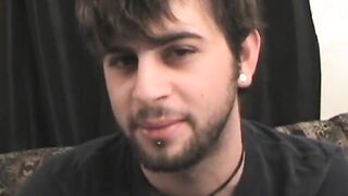 Amateur twink with shaggy hair plays with his dick solo