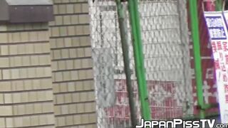 Japanese babes go to a public toilet and pee on hidden cam