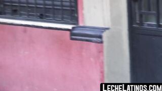 Latino with bare back engages in wild pickup sex and receives a facial