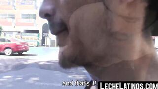 Latino with bare back engages in wild pickup sex and receives a facial