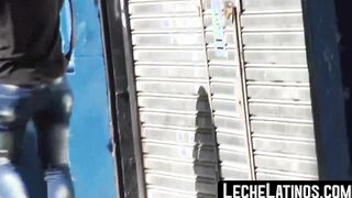 Latino with bare back engages in wild pickup sex and receives a facial