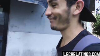 Latino with bare back engages in wild pickup sex and receives a facial