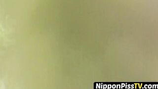 Adorable Japanse student with braids pees in the breeze