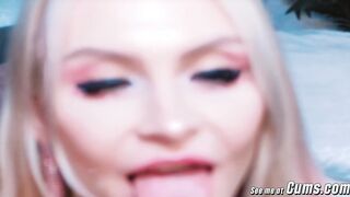 Blonde slut Takes Huge Cock Deep in Her Mouth