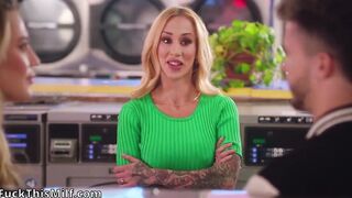 Experienced chicks persuaded a guy to have a group sex with a double blowjob - Sarah