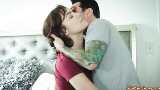 Brunette wife comforting husband ends up having sex