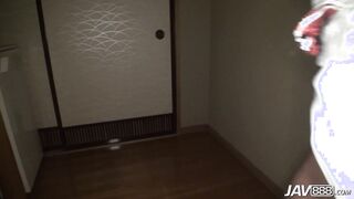 JAV888 Chihiro Akino gets double stuffed by two men