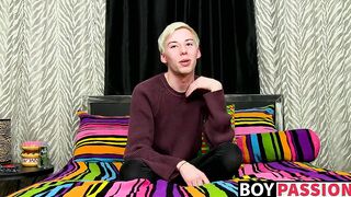 Solo twink Jax Marnell drills ass with toy and wanks cock