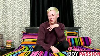 Solo twink Jax Marnell drills ass with toy and wanks cock