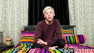 Solo twink Jax Marnell drills ass with toy and wanks cock