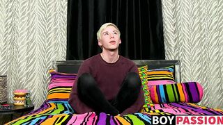 Solo twink Jax Marnell drills ass with toy and wanks cock