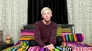 Solo twink Jax Marnell drills ass with toy and wanks cock