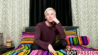 Solo twink Jax Marnell drills ass with toy and wanks cock