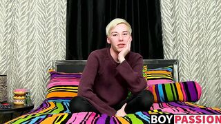 Solo twink Jax Marnell drills ass with toy and wanks cock
