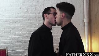 Cleric blows partner prior to having his butt hole railed crude