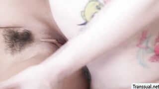 Curvy tattooed Maddy May gets pussy banged by TS friend
