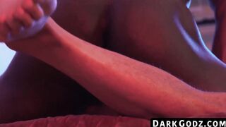 A cute homo is tied up by an ebony stud before he gives his ass a raw bang