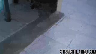 First time Latino doggystyle bareback ends with cum facial