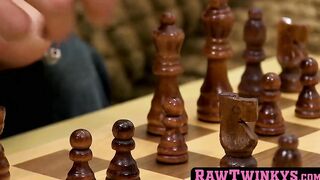 Savvy gay Jasper Robinson sans protection by chess playing twink