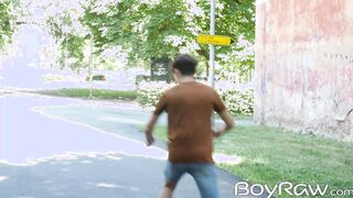 Blonde teen Oliver Morgenson topped by Marcus and Danny