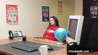 Milf in lingerie seducing head teacher at his office