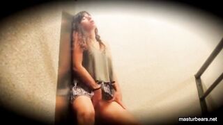 Peggy fingering in the stairwell