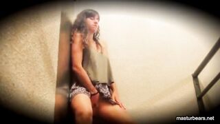 Peggy fingering in the stairwell