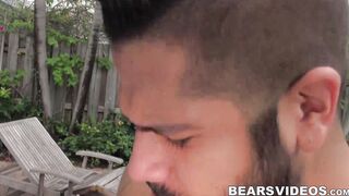 Chubby top Lanz Adams plays with his cock before a juicy BJ