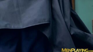 Bearded buff businessmen have intense anal pounding