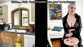 A blonde with big milkings rides a cock and cums with her lover - Savannah Bond