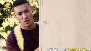 Two muscular studs sucking cocks and pounding raw outdoor