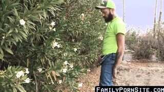 Inked stud barebacks gay stepson before creampie